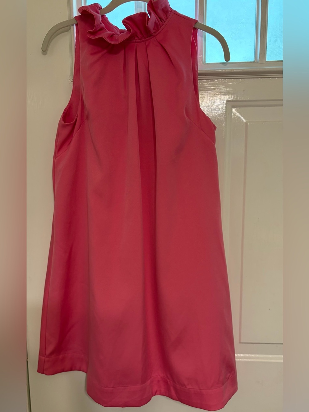 Umgee Bubble Pink Sleeveless Back Bow Tie Swing Dress wRuffled Collar Small NWT